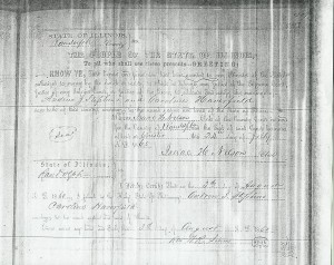 Marriage License of Andrew J. Stephens and Caroline Haverfield